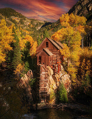 Wall Art featuring the photograph Dreamy Autumn Sunset Crystal Mill Colorado by Dan Sproul