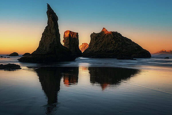 Majestic Coastal Rock Formations at Sunset Wall Art