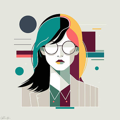 Colorful Geometric Portrait Wall Art