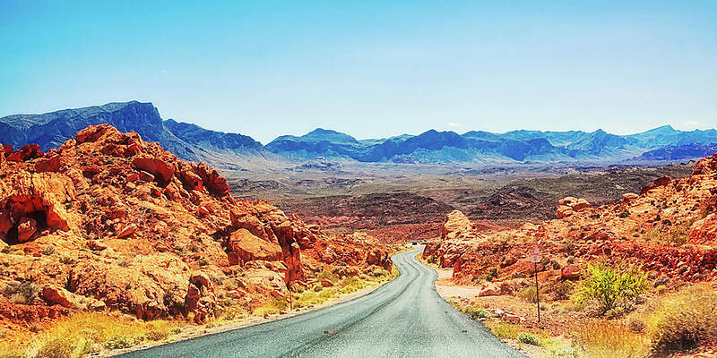 Nevada Wall Art featuring the photograph Driving Through The Valley Of Fire, Nevada by Tatiana Travelways
