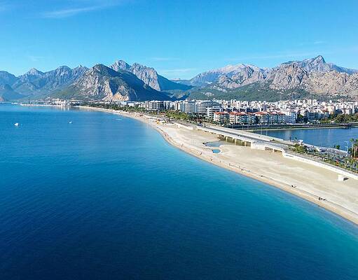 Serene Wall Art featuring the photograph Drone Image Of Alanya Coastline No 1 by Andre Petrov