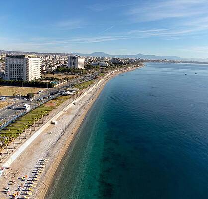 Serene Wall Art featuring the photograph Drone Image Of Antalya Coastline No 2 by Andre Petrov