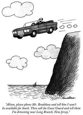 Near Wall Art featuring the drawing Drowning Near Long Branch New Jersey by JB Handelsman