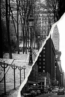 Travel Photograph - Dual Torn Collection - Montmartre Manhattan by Philippe HUGONNARD