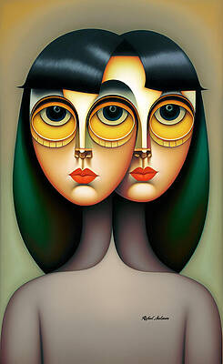 Wall Art featuring the digital art Dual Visions Eyes Of The Inner World by Rafael Salazar