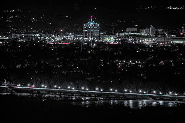 Wall Art featuring the photograph Dudley Tower And McCleary Bridge After Dark by Dale Kauzlaric