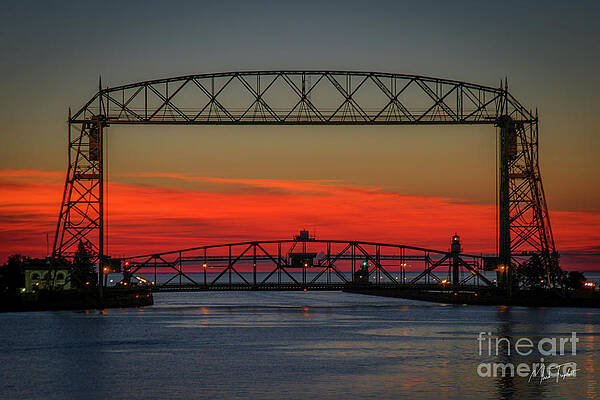 Reflection Photograph - Duluth Lift Bridge 8792 by Mark Triplett