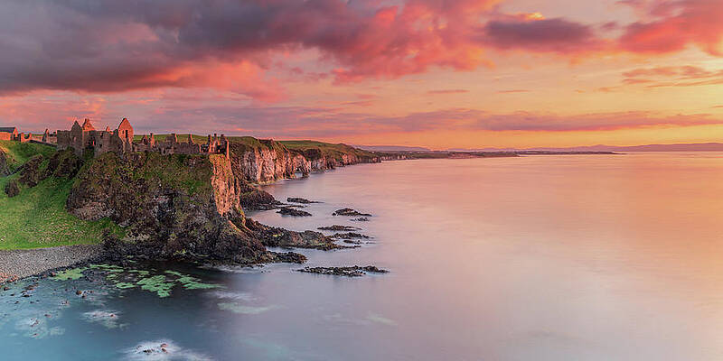 Sunset Photograph - Dunluce Castle Panorama, Co Antrim, Northern Ireland by Adrian Hendroff
