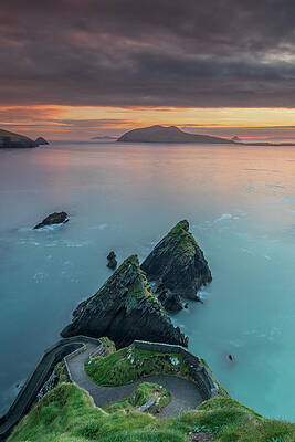 Sunset Photograph - Dunquin Pier, Dingle Peninsula - Portrait Version by Adrian Hendroff