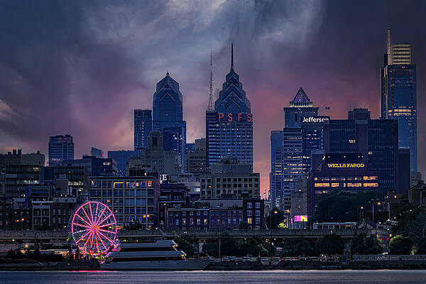 Dusk At Philly Skyline Print
