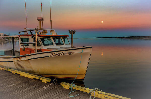 Serene Photograph - Dusk At The Dock by Marcy Wielfaert