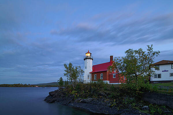 Architecture Wall Art featuring the photograph Dusk At The Eagle Harbor Lighthouse by Michael Collins