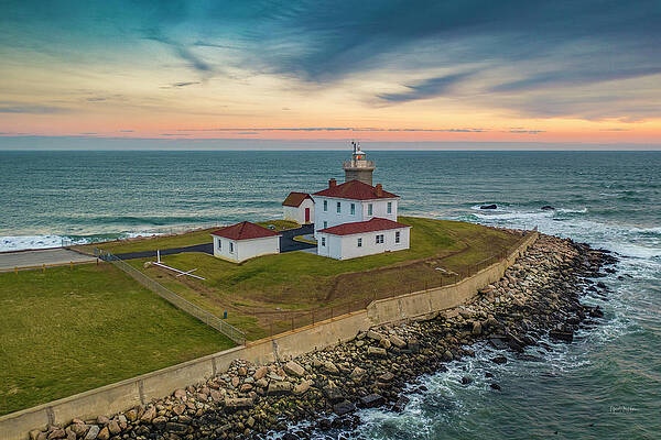 Seascape Photograph - Dusk At Watch Hill by Veterans Aerial Media LLC