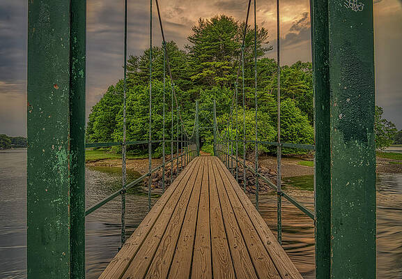 Maine Wall Art featuring the photograph Dusk At Wiggly Bridge by Penny Polakoff