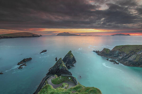 Sunset Photograph - Dusk Falling, Dunquin Pier, Dingle by Adrian Hendroff