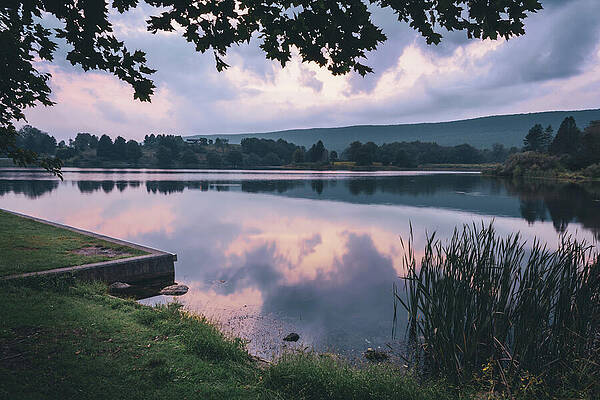 Wall Art featuring the photograph Dusk Sky Reflections On Leaser Lake by Jason Fink