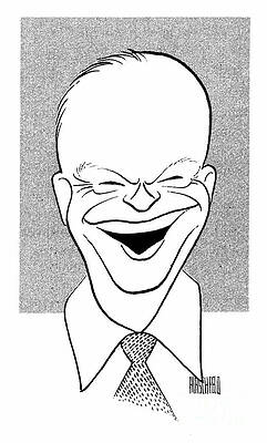 Wall Art featuring the drawing Dwight D. Eisenhower by Al Hirschfeld