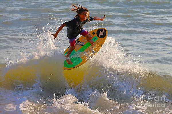 Action Wall Art featuring the photograph Dynamic Skimboarding Action Shot 1702 by Donn Ingemie