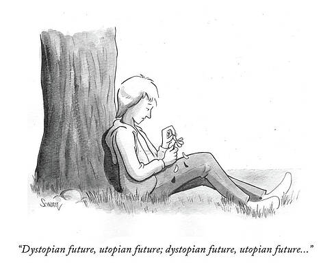 Contemplating Future Under a Tree Drawing