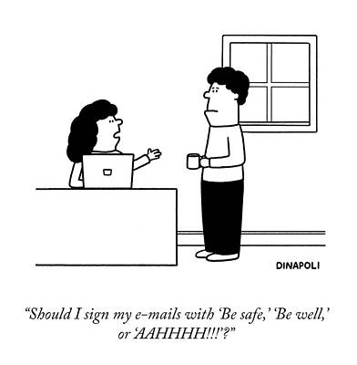 Office Communication Dilemma Cartoon Wall Art