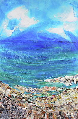 Textured Wall Art featuring the painting Earth Sea Sky by Madeleine Arnett