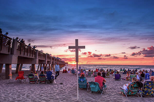 Serene Wall Art featuring the photograph Easter Sunrise At Juno Pier by Laura Fasulo