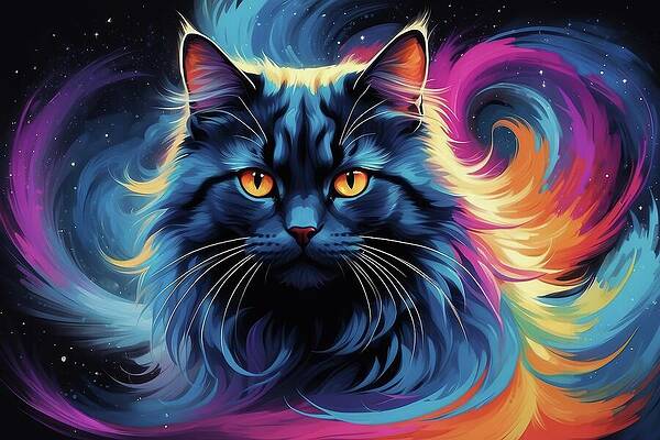 Vibrant Wall Art featuring the digital art Eclipse Hunter Cat by Don Northup
