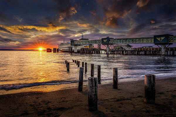 Washington Photograph - Edmonds Ferry Sunset by Mary Jo Allen