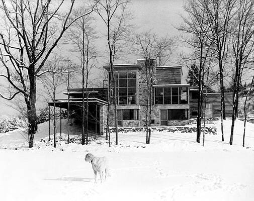 Modern House in Winter Landscape Wall Art