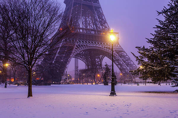 Eiffel Tower in Winter Twilight Wall Art