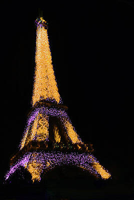 Abstract Photograph - Eiffel Tower - Tangerine And Purple Abstract by Ron Berezuk