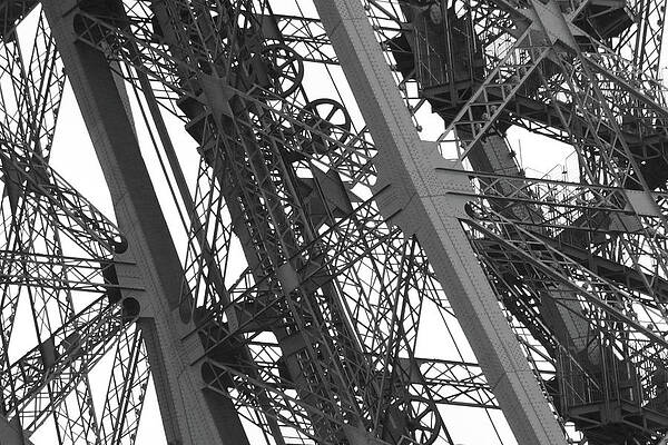 Paris Photograph - Eiffel Tower Workings - Black And White by Ron Berezuk