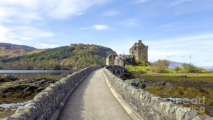 Historical Wall Art featuring the photograph Eilean Donan Castle Bridge - Dornie, Highland Scotland by Jeff Saunders