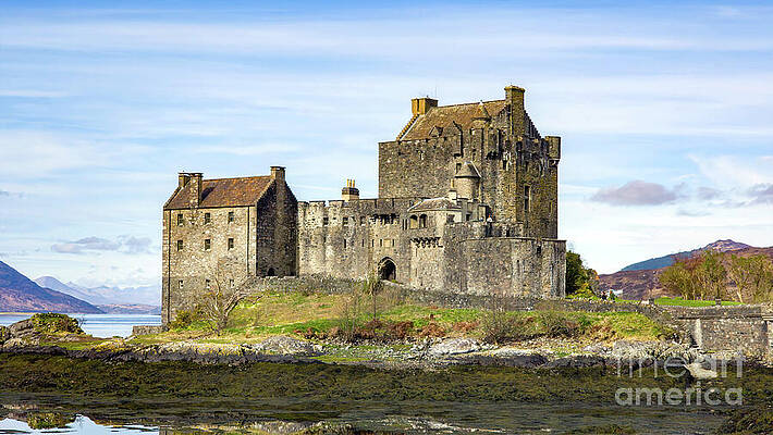 Historical Wall Art featuring the photograph Eilean Donan Castle Close Up From Water - Dornie, Highland Scotland by Jeff Saunders