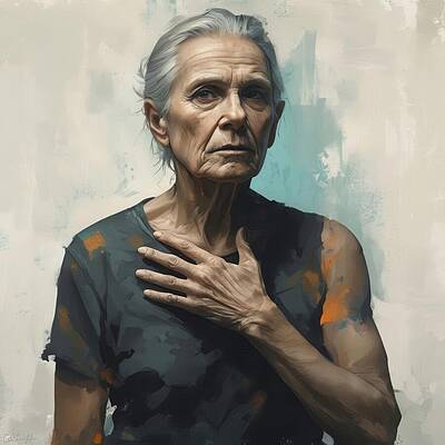 Elderly Woman Expressing Contemplation Wall Art