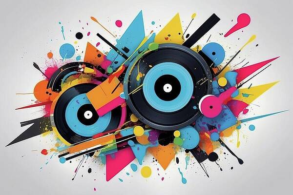 Wall Art featuring the digital art Electric Echo Vinyl And Color Collide - AM1208 by Don Northup