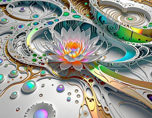 Intricate Wall Art featuring the digital art Electronically Created Blossom by Eris And AI