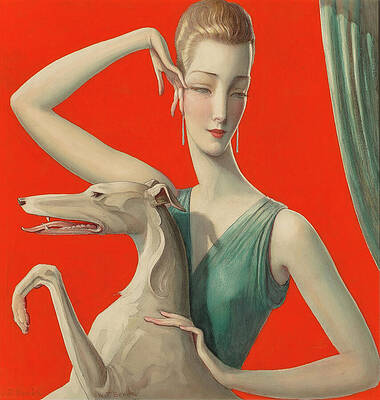 Elegant Lady with Greyhound Wall Art