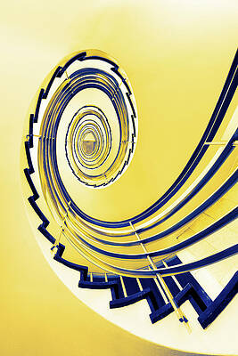 Dramatic Wall Art featuring the photograph Elegant Staircase Yellow Blue by Elvira Peretsman