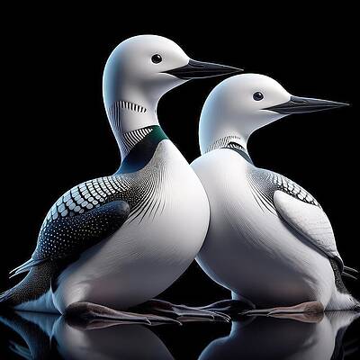 Elegant Loon Pair Digital Art