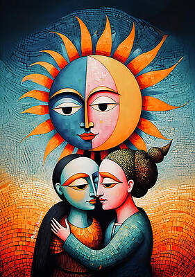 Wall Art featuring the ai art Embrace Of The Sun by Rafael Salazar