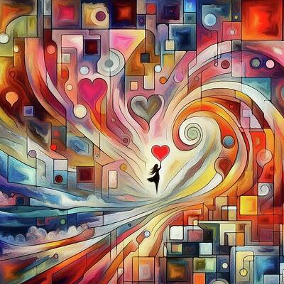 Geometric Wall Art featuring the digital art Embracing The Heart LV1100 by Don Northup