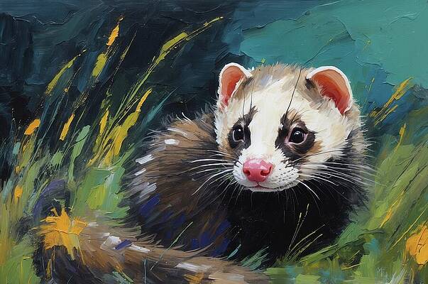 Wildlife Digital Art - Emerald Escape With A Curious Ferret by Don Northup