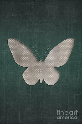 Polka Dot Butterfly on Green Background Digital Art