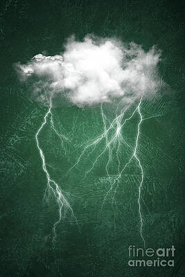 Emerald Thunderstorm with Lightning Digital Art