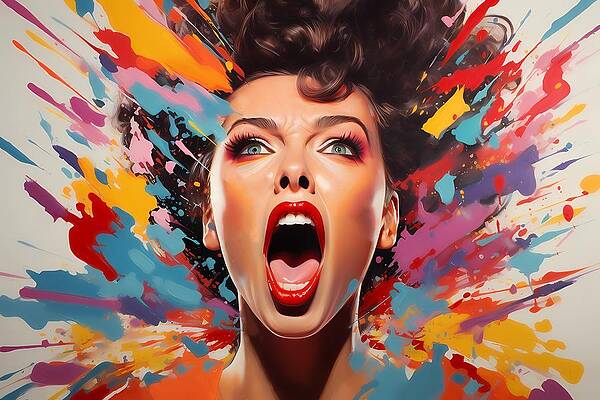 Bold Wall Art featuring the digital art Emotional Explosion In 1980s Pop Art Style No 2 by Andre Petrov