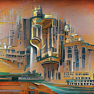 Reflection Digital Art - Empire River Center by David Manlove