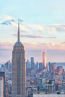 Empire State and Freedom Tower Skyline Photograph