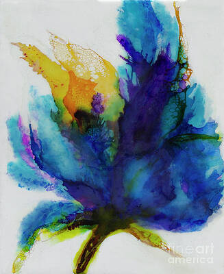 Luminous Wall Art featuring the painting Encaustic Art - Blue Passion No. 1 by Anita Thomas