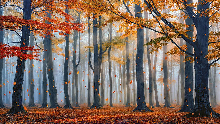 Nature Wall Art featuring the ai art Enchanted Autumn Forest by The Luxury Art Collection
